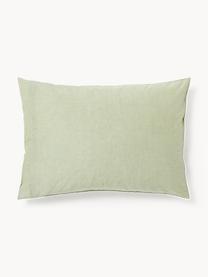 Funda de almohada de seersucker Davey, Verde oliva, blanco, An 45 x L 110 cm