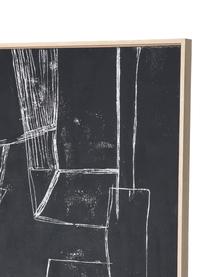 Ingelijste canvas print Brutalism, Frame: essenhout, Zwart, wit, B 60 x H 80 cm