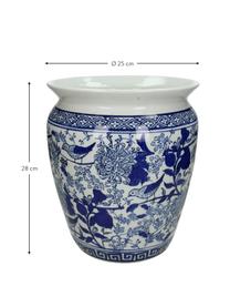Väčší obal na kvetináč z porcelánu Birds, Modrá, biela