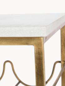 Odkládací stolek s mramorovou deskou a držákem na láhve Marmol, Bílý mramor, mosazná, Š 39 cm, H 29 cm
