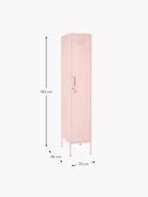 Malá šatní skříň Skinny, Ocel s práškovým nástřikem, Světle růžová, Š 35 cm, V 183 cm