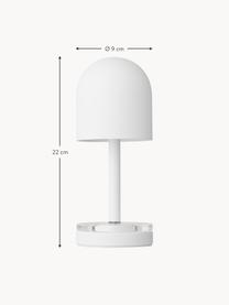 Kleine mobile LED-Außentischlampe Luceo, Lampenfuß: Glas, Metall, beschichtet, Weiß, matt, Ø 9 x H 22 cm