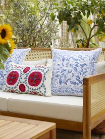 Housse de coussin 45x45 Tavira, 100 % coton, Blanc crème, bleu, larg. 45 x long. 45 cm