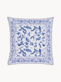 Poszewka na poduszkę z bawełny Andrea, 100% bawełna, Beżowy, niebieski, S 45 x D 45 cm
