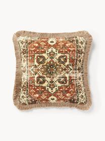 Housse de coussin 50x50 orientale en jute Nario, Rouge rouille, multicolore, larg. 50 x long. 50 cm