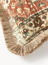 Housse de coussin 50x50 orientale en jute Nario, Rouge rouille, multicolore, larg. 50 x long. 50 cm