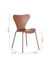 Kunststoffen stoelen Pippi, 2 stuks, Polypropyleen, metaal, Bruin, B 47 x D 50 cm