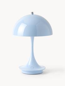 Lampada da tavolo portatile a LED con luce regolabile Panthella, alt. 24 cm, Paralume: acciaio rivestito, Struttura: alluminio rivestito, Acciaio azzurro, Ø 16 x Alt. 24 cm