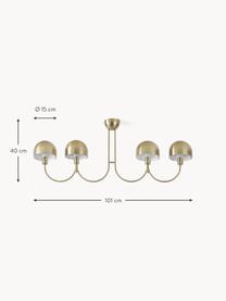 Plafoniera Eva, Struttura: metallo spazzolato, Dorato, Larg. 101 x Alt. 40 cm