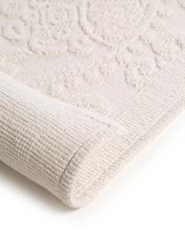 Tapis de bain motif floral Kaya, 100 % coton, Blanc crème, larg. 50 x long. 80 cm