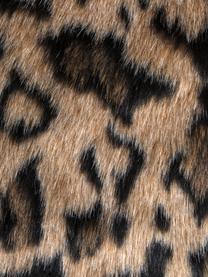 Housse de coussin fourrure synthétique imprimé léopard Lee, Brun, noir