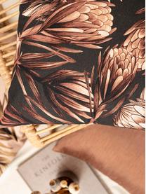 Housse de coussin 50x50 imprimé fleurs Protea, Anthracite, tons bruns