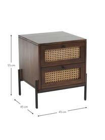 Nachttisch Vienna mit Schubladen, Korpus: Massives Mangoholz, Füße: Metall, pulverbeschichtet, Mangoholz, B 45 x H 55 cm