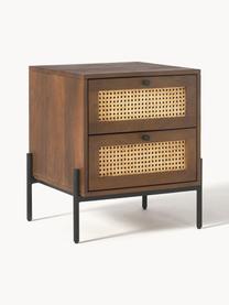 Nachttisch Vienna mit Schubladen, Korpus: Massives Mangoholz, Füße: Metall, pulverbeschichtet, Mangoholz, B 45 x H 55 cm