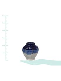 Deko-Vase Bora aus Steingut, Steingut, Blautöne, gebrochenes Weiss, Ø 11 x H 12 cm