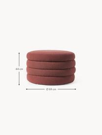 Grand pouf en tissu bouclé avec rangement Alto, Bouclé lie de vin, Ø 69 x haut. 44 cm