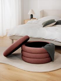 Grand pouf en tissu bouclé avec rangement Alto, Bouclé lie de vin, Ø 69 x haut. 44 cm