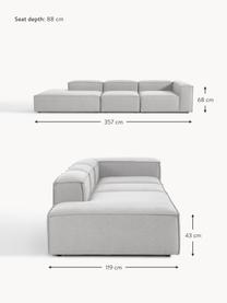 Chaise longue XL componibile Lennon, Rivestimento: 100% poliestere Con 115.0, Struttura: legno di pino massiccio, , Piedini: plastica Questo prodotto , Tessuto grigio, Larg. 357 x Prof. 119 cm, schienale a destra