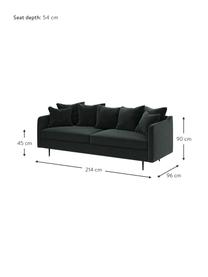 Sofá de terciopelo Esme (3 plazas), Tapizado: 100% terciopelo de poliés, Estructura: madera dura, madera bland, Patas: metal recubierto Alta res, Gris antracita, An 214 x F 96 cm