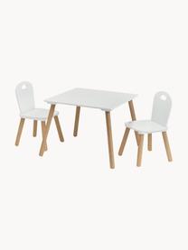 Komplet stołu z krzesłami dla dzieci Scandi, 3 elem., Nogi: drewno sosnowe z powłoką , Biały, jasne drewno naturalne, Komplet z różnymi rozmiarami