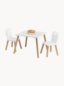 Set de mesa infantil Scandi, 3 pzas., Estructura: madera de pino con revest, Blanco, madera de pino, Set de diferentes tamaños