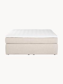 Boxspringbed Enya, Matras: 5-zones pocketvering, Poten: kunststof Dit product is , Geweven stof beige, B 160 x L 200 cm, hardheidsgraad H3