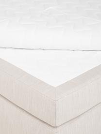 Letto boxspring Enya, Rivestimento superiore: 45% cotone, 55% poliester, Materasso: nucleo a molle insacchett, Piedini: plastica Questo prodotto , Tessuto beige, Larg. 160 x lung. 200 cm, grado di durezza H3