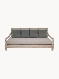 Garten-Loungesofa Bali aus Teakholz (4-Sitzer), Gestell: Teakholz, FSC-zertifizier, Webstoff Greige, Dunkelgrau, Teakholz, B 190 x T 112 cm