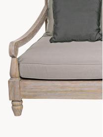 Garten-Loungesofa Bali aus Teakholz (4-Sitzer), Gestell: Teakholz, Webstoff Greige, Dunkelgrau, Teakholz, B 190 x T 112 cm