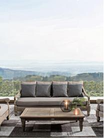 Garten-Loungesofa Bali aus Teakholz (4-Sitzer), Gestell: Teakholz, FSC-zertifizier, Webstoff Greige, Dunkelgrau, Teakholz, B 190 x T 112 cm