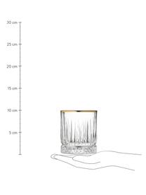 Vasos de whisky con relieve Firenz, 4 uds., Vidrio, Transparente, dorado, Ø 9 x Al 10 cm, 350 ml