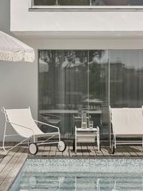 Sillones con ruedas para exterior Poul, 2 uds., Tapizado: tela, Estructura: aluminio recubierto, Blanco Off White, An 74 x F 106 cm