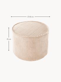 Pouf en velours côtelé pour enfant Sugar, Ø 40 cm, Velours côtelé beige, Ø 40 x haut. 25 cm