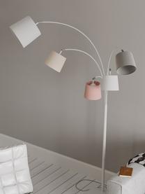 Grand lampadaire arc Foggy, Blanc, tons pastels, larg. 80 x haut. 200 cm