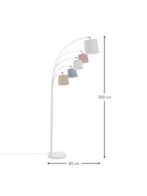 Oblúková lampa s papierovými tienidlami Foggy, Biela, pastelové tóny, Š 80 x V 200 cm