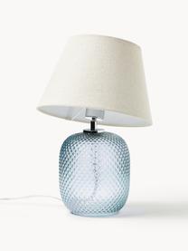 Petite lampe à poser avec pied en verre teinté Cornelia, Beige, bleu ciel, Ø 28 x haut. 38 cm