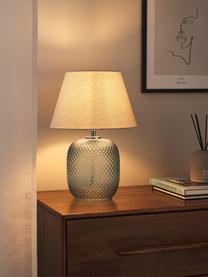 Lampada da tavolo piccola Cornelia, Paralume: poliestere, Beige, azzurro, Ø 28 x Alt. 38 cm