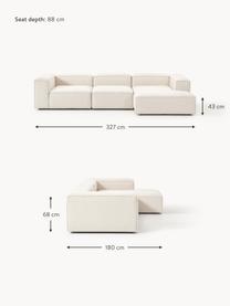 Modulares Ecksofa Lennon aus Leinen-Mix, Bezug: 50 % Viskose, 25 % Leinen, Gestell: Fichtenholz, Sperrholz, m, Leinen-Mix Beige, B 327 x T 180 cm, Eckteil links