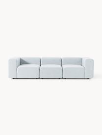 Modulares Bouclé-Sofa Lena (4-Sitzer), Bezug: Bouclé (93 % Polyester, 6, Gestell: Buchenholz, Spanplatte, H, Füße: Kunststoff, Bouclé Hellblau, B 287 x T 106 cm