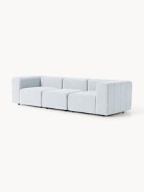 Modulares Bouclé-Sofa Lena (4-Sitzer), Bezug: Bouclé (93 % Polyester, 6, Gestell: Buchenholz, Spanplatte, H, Füße: Kunststoff, Bouclé Hellblau, B 287 x T 106 cm