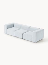 Modulares Bouclé-Sofa Lena (4-Sitzer), Bezug: Bouclé (93 % Polyester, 6, Gestell: Buchenholz, Spanplatte, H, Füße: Kunststoff, Bouclé Hellblau, B 287 x T 106 cm