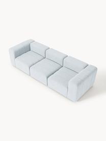 Modulares Bouclé-Sofa Lena (4-Sitzer), Bezug: Bouclé (93 % Polyester, 6, Gestell: Buchenholz, Spanplatte, H, Bouclé Hellblau, B 287 x T 106 cm