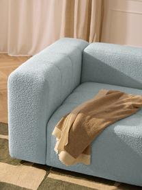 Modulares Bouclé-Sofa Lena (4-Sitzer), Bezug: Bouclé (93 % Polyester, 6, Gestell: Buchenholz, Spanplatte, H, Füße: Kunststoff, Bouclé Hellblau, B 287 x T 106 cm