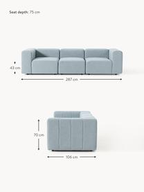 Sofa modułowa Bouclé Lena (4-osobowa), Tapicerka: Bouclé (93% poliester, 6%, Stelaż: drewno bukowe, płyta wiór, Nogi: tworzywo sztuczne, Jasnoniebieski Bouclé, S 287 x G 106 cm