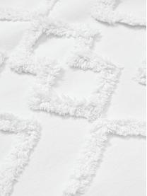 Housse de coussin 50x50 en percale de coton avec ornements tuftés Faith, 100 % coton, Blanc, larg. 50 x long. 50 cm