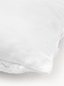 Copricuscino in cotone percalle con decorazione a ciuffi Faith, 100% cotone, Bianco, Larg. 50 x Lung. 50 cm