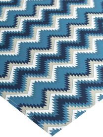 Mantel Zigzag antimanchas de teflón, 100% poliéster con revestimiento de teflón, Azul, De 8 a 10 comensales (An 135 x L 280 cm)