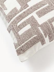 Kussenhoes Fran met chenille borduurwerk, 100% katoen, Greige, gebroken wit, B 45 x L 45 cm