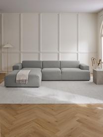 Divano angolare a 4 posti Melva, Rivestimento: 100% poliestre Il rivesti, Struttura: pino massiccio, certifica, Tessuto grigio, Larg. 319 x Prof. 196 cm, chaise-longue a sinistra