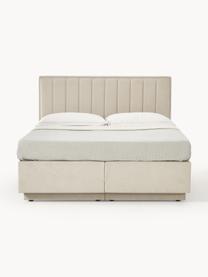 Boxspringbed Livia met opbergruimte, Matras: 5-zones pocketvering, Geweven stof lichtbeige, B 140 x L 200 cm, hardheidsgraad H2